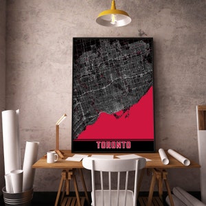 Impressão de mapa de Toronto, arte de parede de mapa de Toronto Ontário, impressão de decoração de Toronto, impressão de pôster mapa de Toronto, arte de mapa da cidade, pôster de presente de viagem