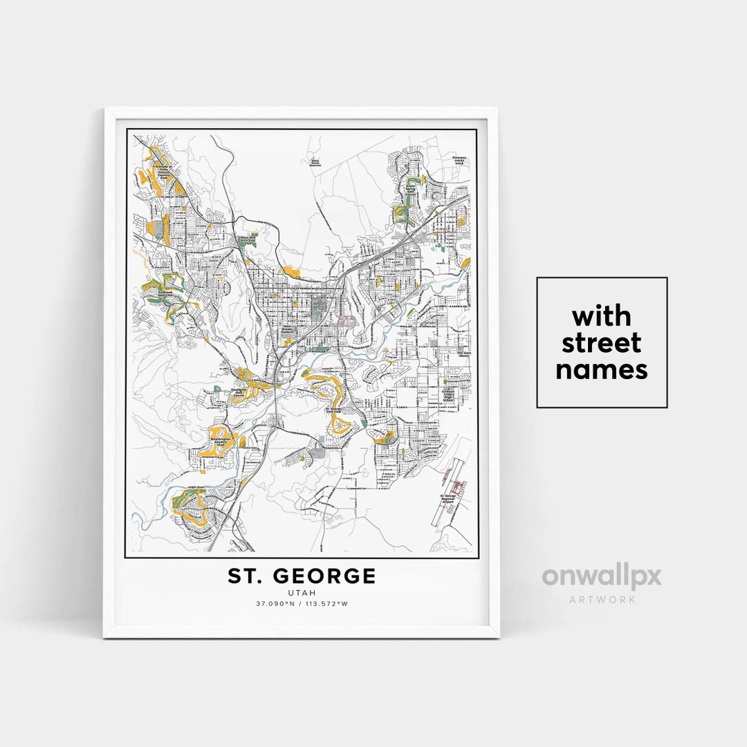 St Map Print, Street Names St Print, Printable Map of St