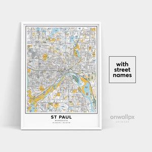 Saint Paul Minnesota US City Street Map available as Framed Prints, Photos,  Wall Art and Photo Gifts