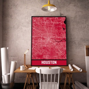 Houston Map Print, Houston Texas Map Wall Art, Houston Decor Print, Carte imprimable de Houston, City Map Art, Travel Gift Poster