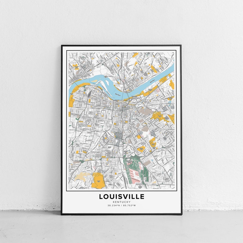 Louisville Map Print, Noms de rue Louisville Print, Carte de Louisville, City Map Art, Louisville Kentucky Map Art, Affiche cadeau de voyage image 8