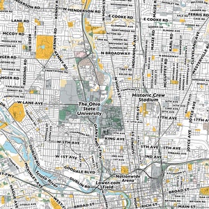 Columbus Map Print, Street Names Columbus Print, Printable Map of ...