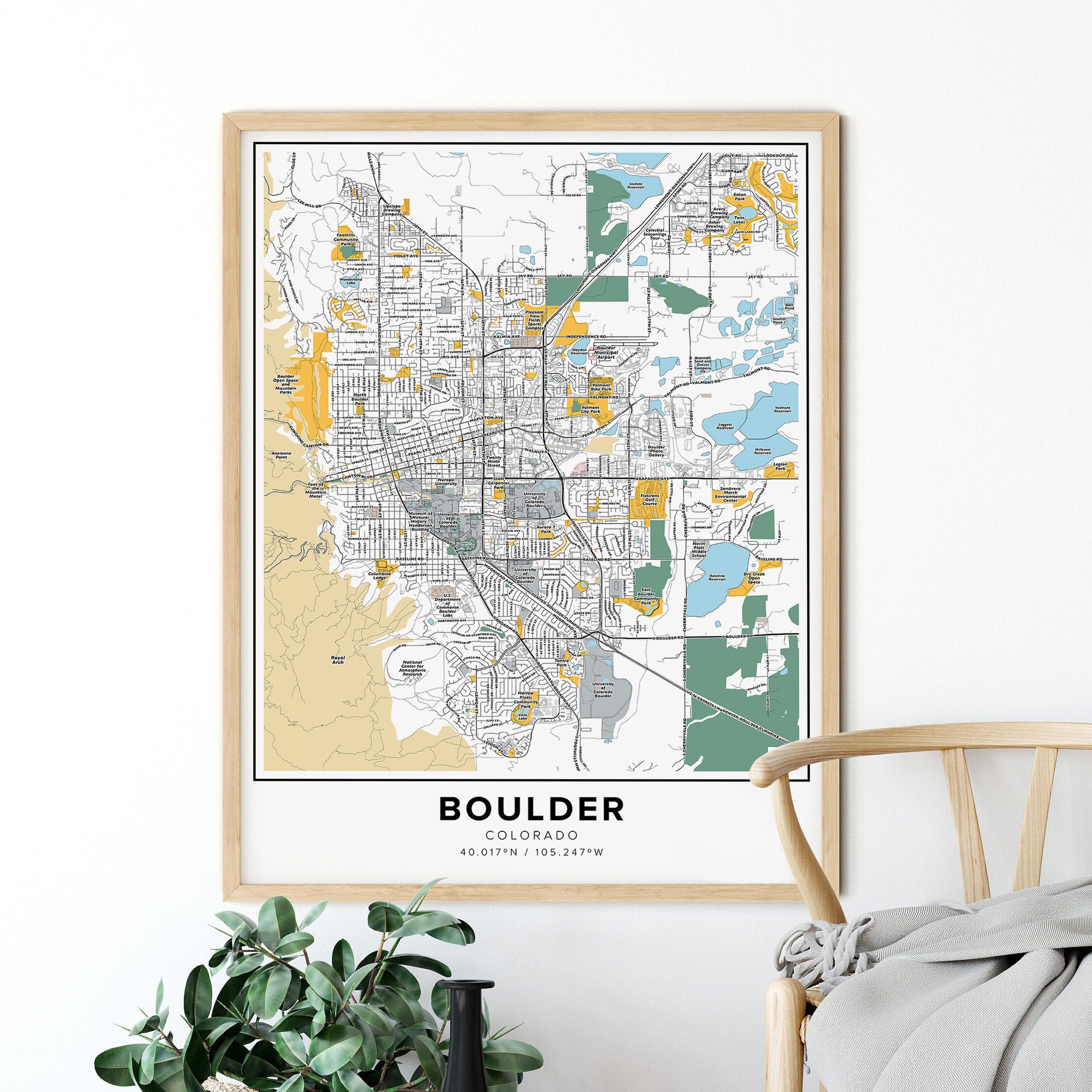 Boulder Map Print Street Names Boulder Print Printable Map - Etsy