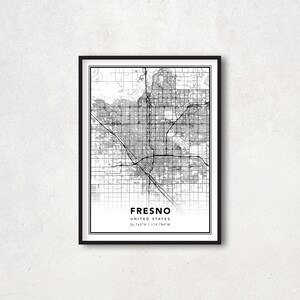 Fresno Map Print, Fresno Poster, Fresno Wall Art, Fresno City Map, Fresno Wall Decor, Fresno Gift Map, Fresno Minimalist Map - MPF15