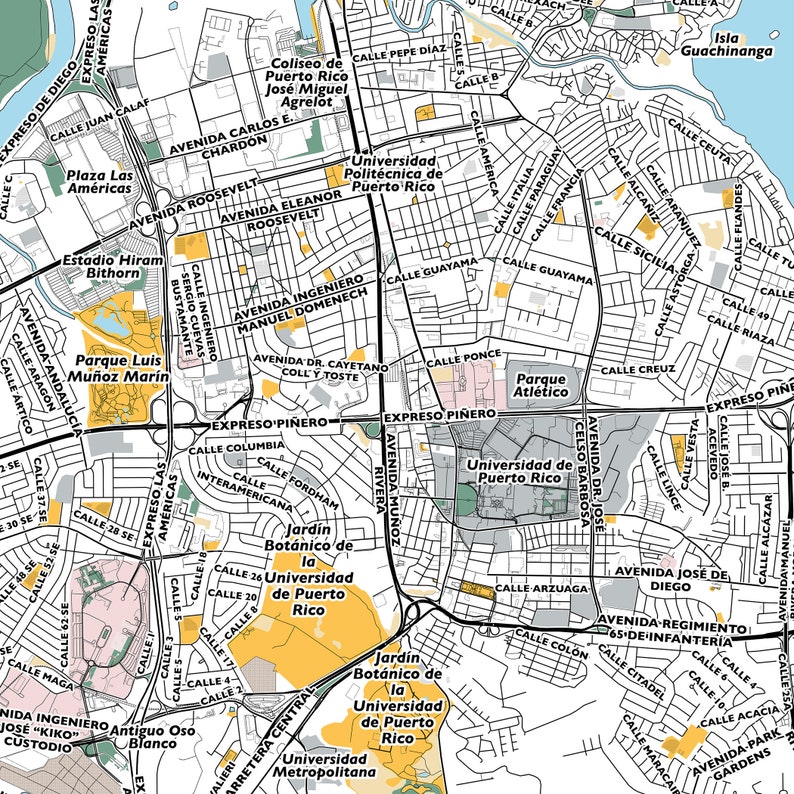 San Juan Map Print Street Names San Juan Print Printable Map Etsy