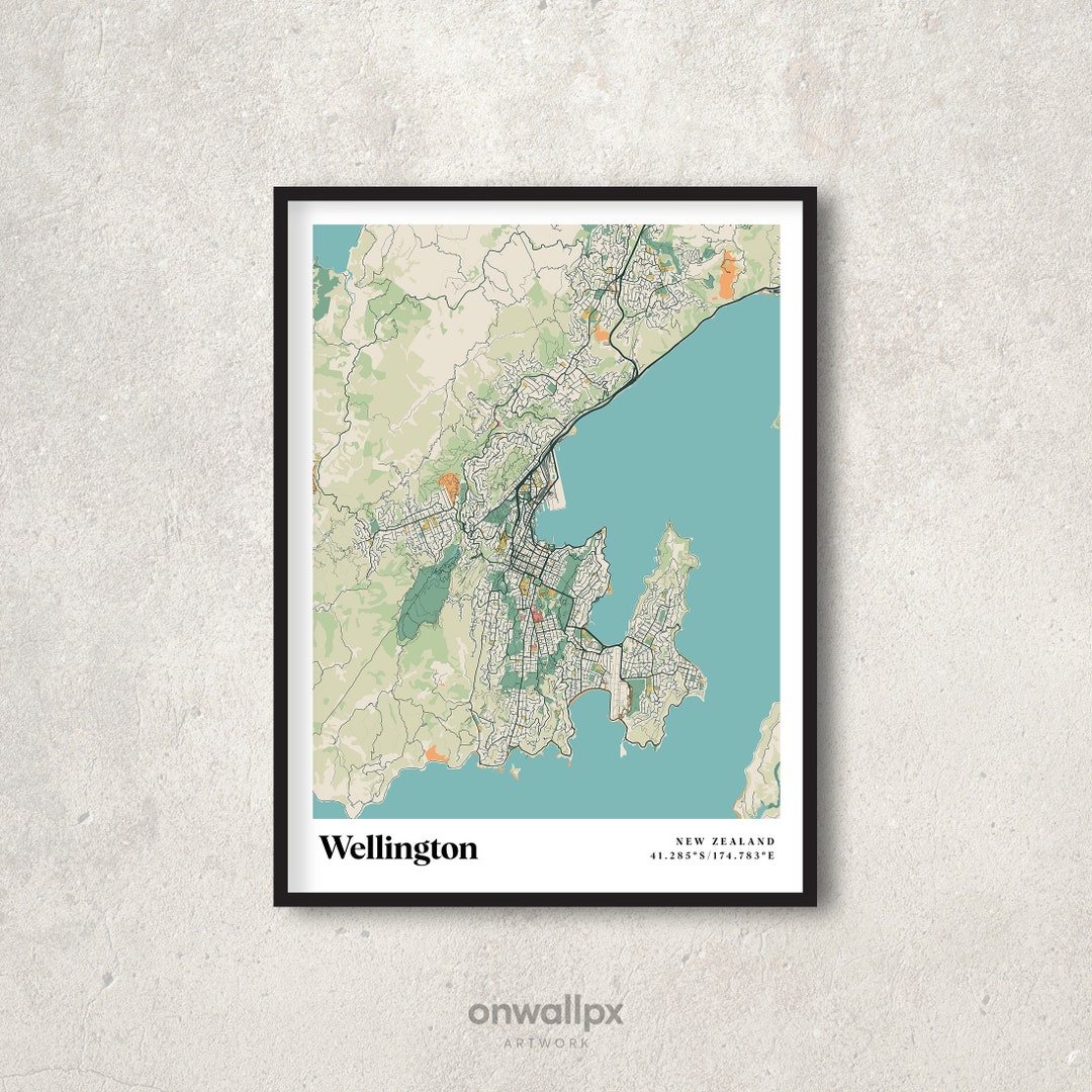 Wellington Map Poster, Retro Wellington Map, Vintage Wellington Gift