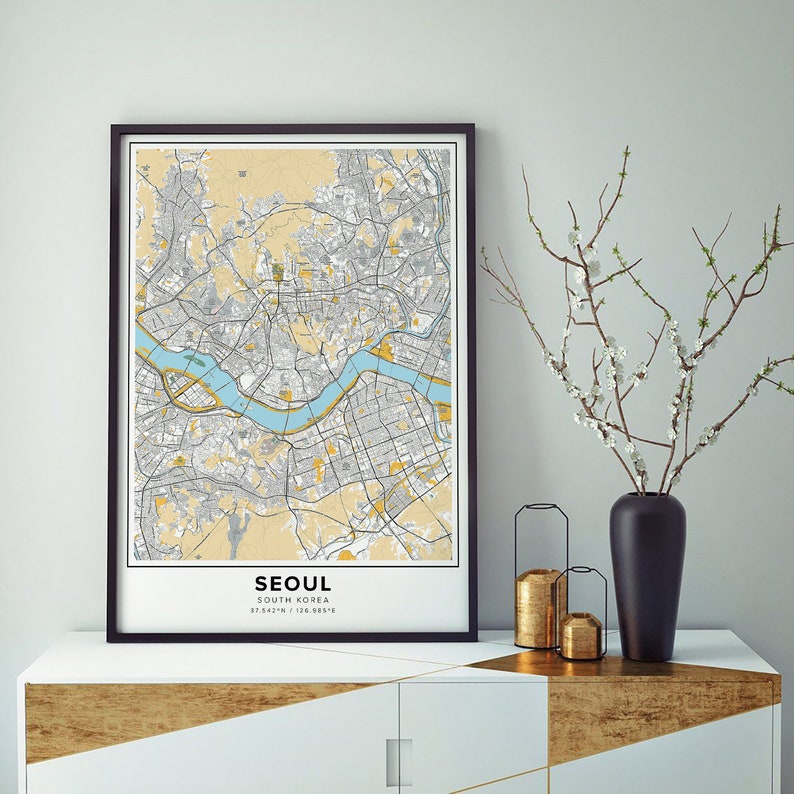 Seoul Map Print, Street Names Seoul Print, Printable Map of Seoul, City ...