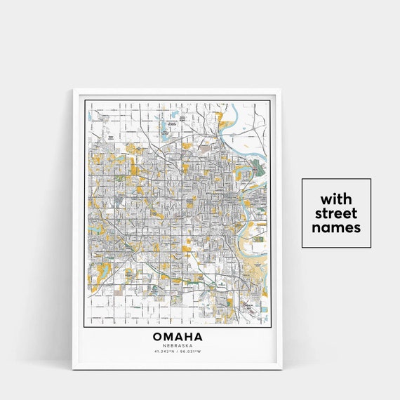 Omaha Map Print Street Names Omaha Print Printable Map of | Etsy