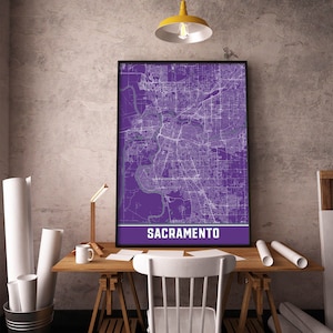 Impressão de mapa de Sacramento, arte de parede de mapa de Sacramento Califórnia, decoração de Sacramento, mapa imprimível de Sacramento, arte de mapa da cidade, pôster de presente de viagem