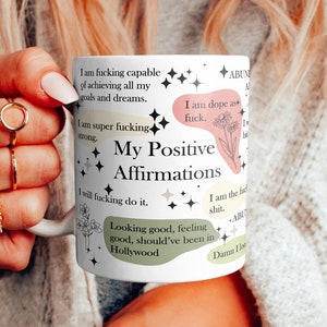 Bad Words Positive Affirmations Mug Explicit Affirmations Cup for Her Vulgar Coffee Mug Bad Words Cup Sassy Affirmation Mug Gift for Her