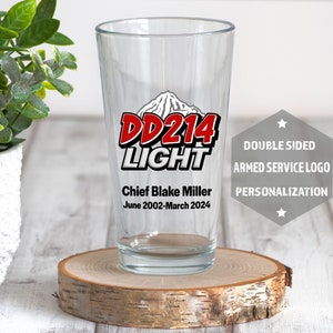 Personalized Military Retirement Gift For Veteran DD214 Custom Glass Mug Gift Drinkware Gift For Navy Army Marines Coast Guard Air Force zdjęcie 1