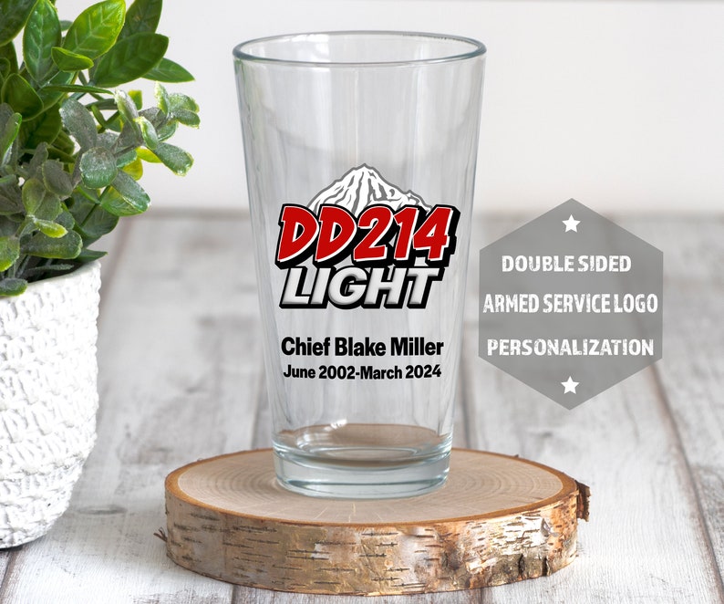 Personalized Military Retirement Gift For Veteran DD214 Custom Glass Mug Gift Drinkware Gift For Navy Army Marines Coast Guard Air Force zdjęcie 1