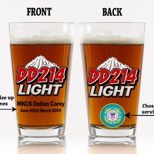 DD214 Custom Glass Mug Gift Drinkware Gift For Navy Army Marines Coast Guard Air Force