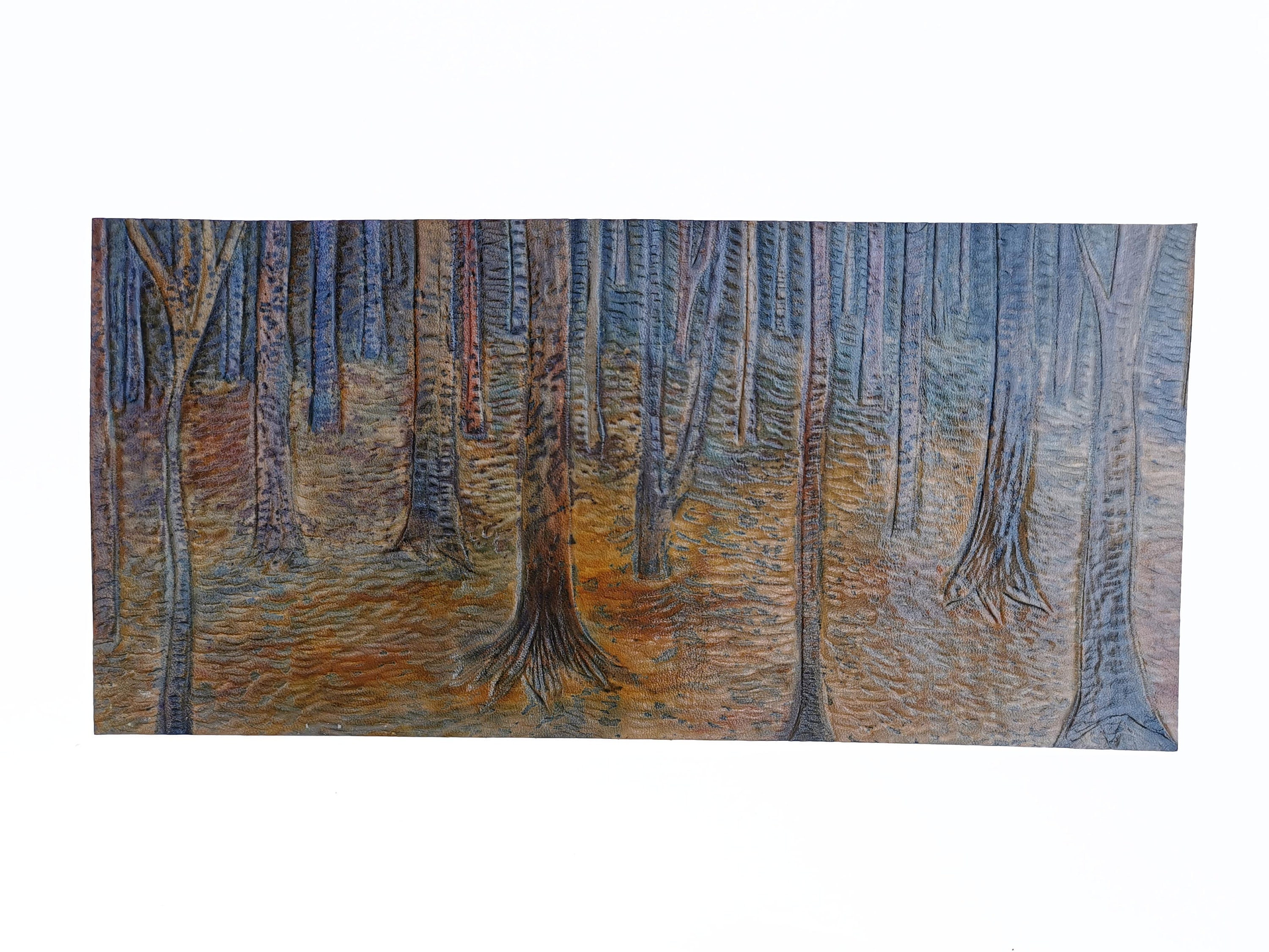 Forest Wall Art, Travail Du Cuir Japon - Pièce Unique Pour Un Décor d'art Mural Vintage. Livraison D