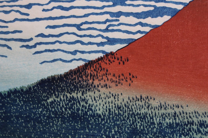 South Wind Woodblock print Clear Sky; of Mt Fuji by Hokusai
