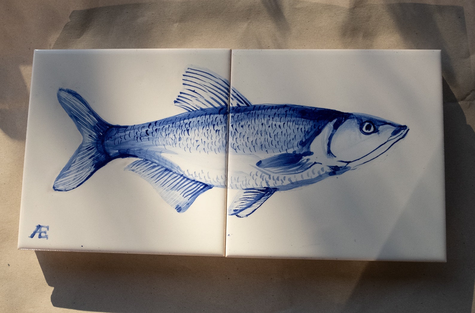Hand painted ceramic tile Fish motif AZULEJO FISH motif Etsy