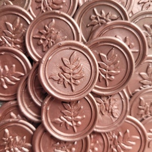 Rose gold wax seals, wedding wax seals, wax seal stickers, self adhesive, botanical, leaf
