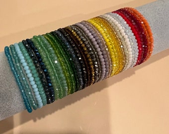 Ensemble de bracelets élastiques en fausses perles de cristal | Bracelet hippie en perles de cristal empilables | Bracelet bohème d'été | Bracelet en perles de cristal|Empilable