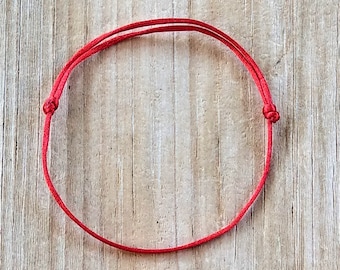 Pulsera de hilo rojo Karma y Suerte / Pulsera roja satinada / Pulsera de Cábala