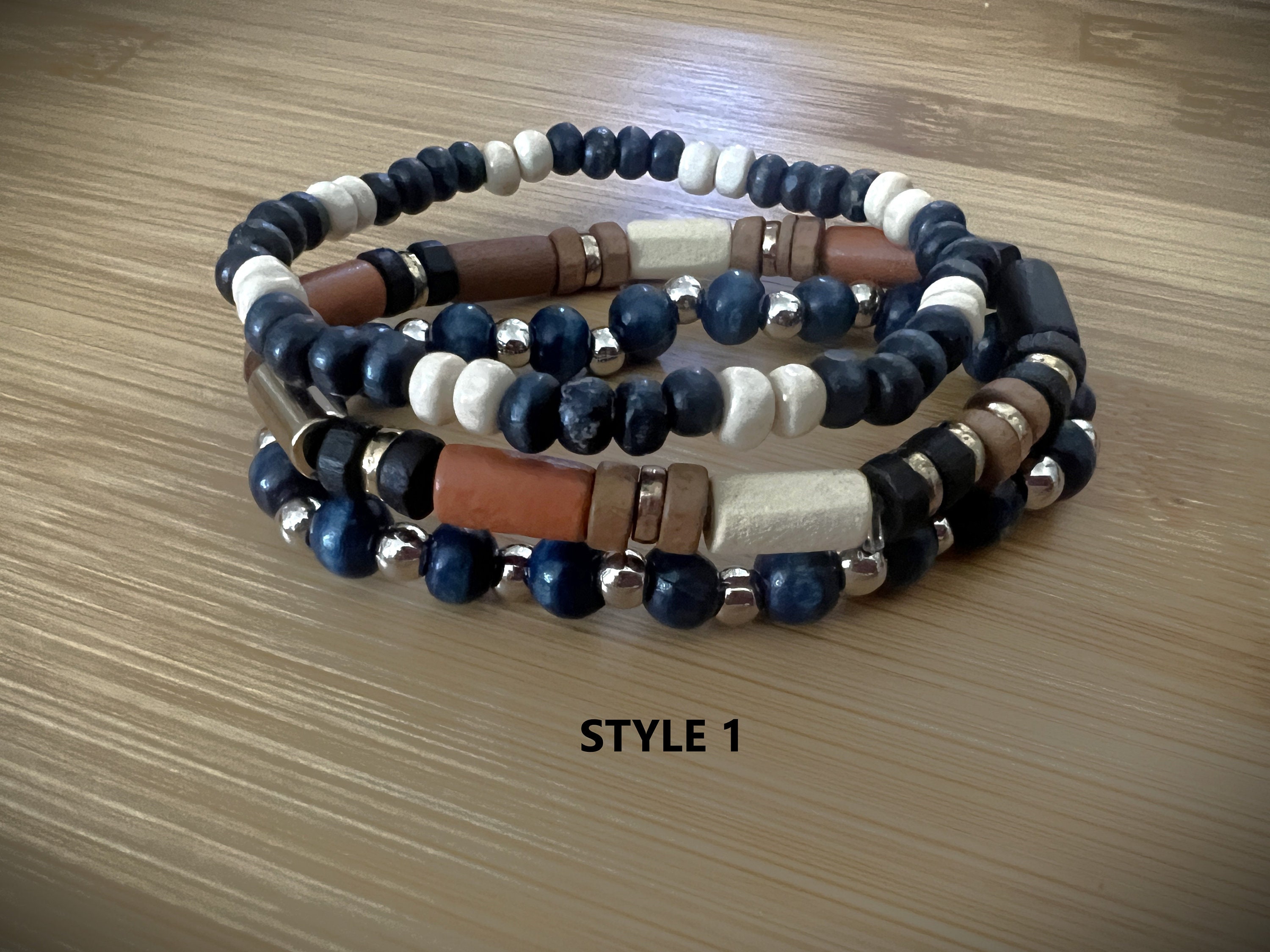 Caiyao – Set Da 3 Braccialetti Elastici Bohémien In Legno E Acrilico Con Elefante E Nappa, Regalo Donna