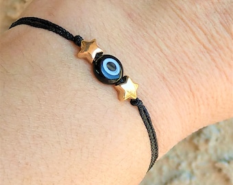 Individual Evil Eye String Bracelet Set| Evil Eye Satin Bracelet| Sliding Clasp Bracelet