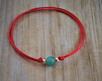 Protection Bracelet w/ Natural Aventurine Gemstone| Calming and Prosperity Bracelet| Best Gift for Him & Her| String Kabbalah