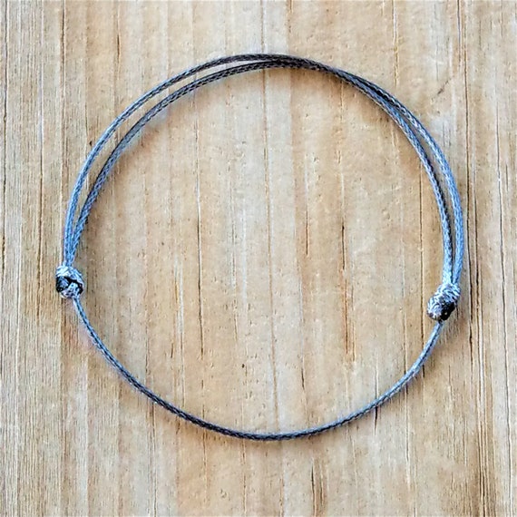 Gray String Bracelet Gray Satin Bracelet Sliding Clasp Etsy