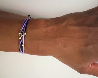 Lilac and Black String Bracelet| Adjustable Minimalist Bracelet