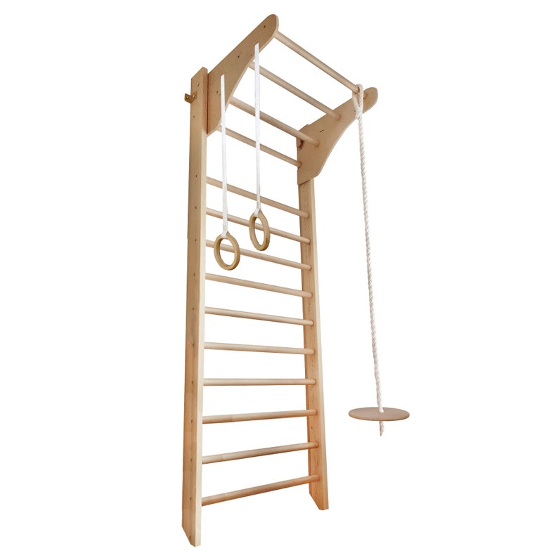 Wooden wall bars Kinder Wood, swedish ladder for kids, indoor playground, climbing frames, gymnastic ladder Wood
