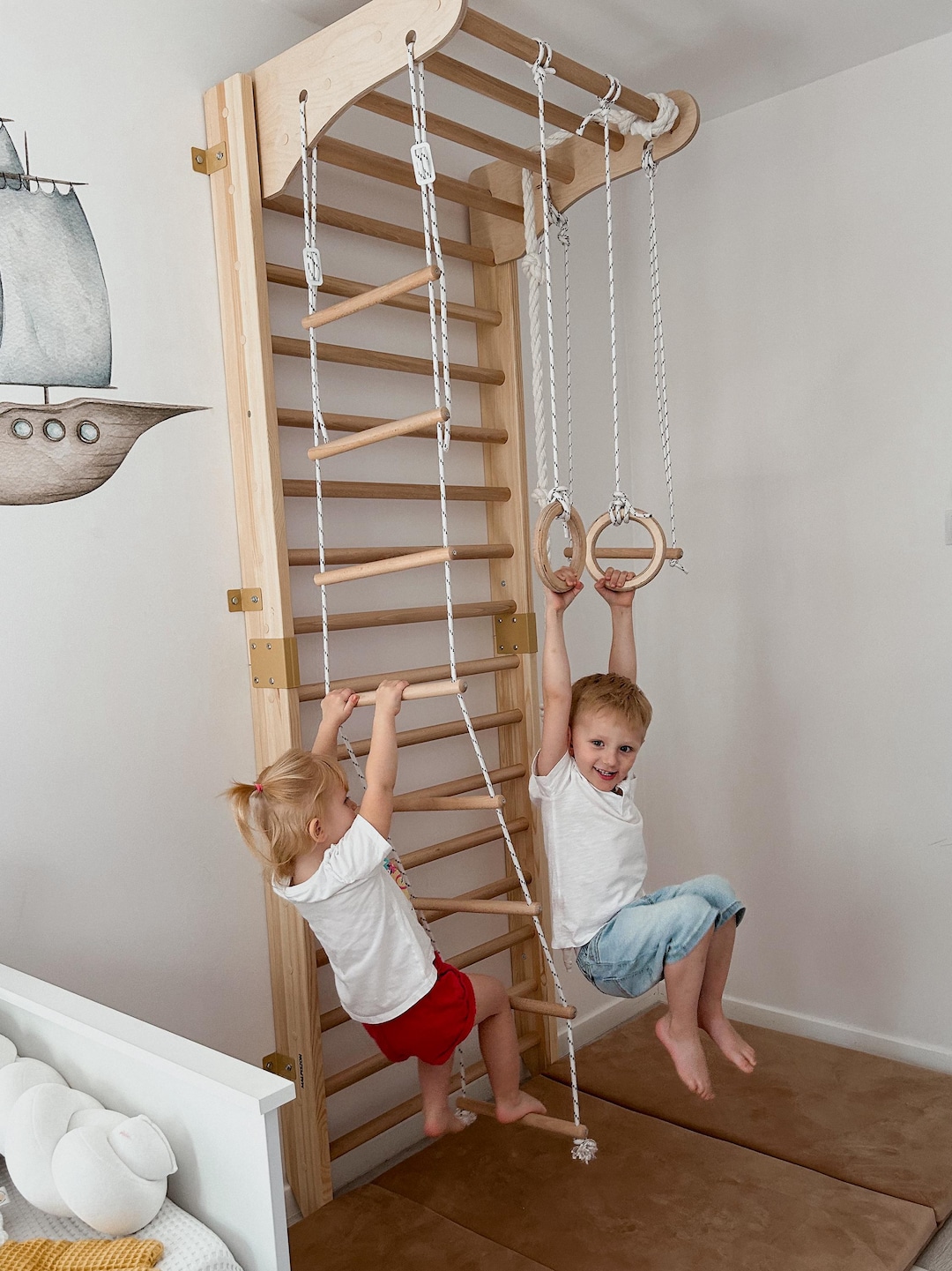 Espaldera de madera Kinder Sport, escalera sueca para niños, parque