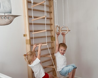 Wooden wall bars Kinder Sport, swedish ladder for kids, indoor playground, climbing frames, gymnastic ladder