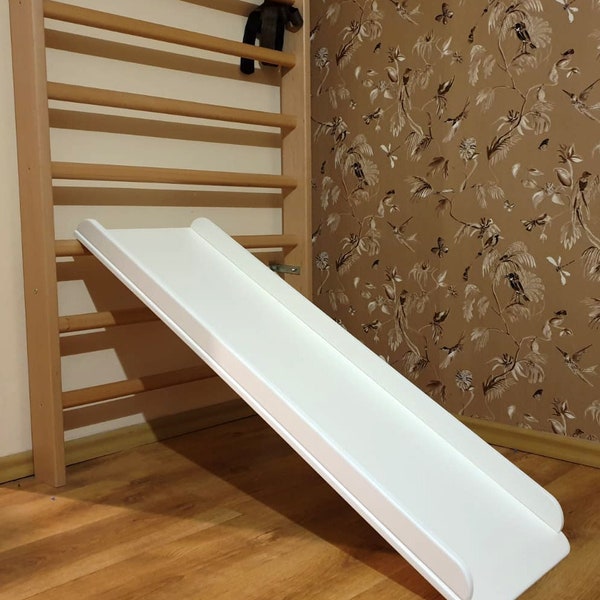 Indoor slide, Wooden Slide for stairs at house For indoor use,  Wooden slide for ladders and playground with hooks