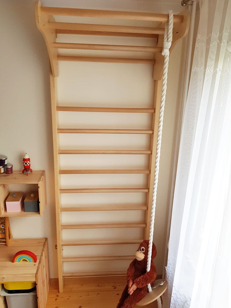 Wooden wall bars Kinder Wood, swedish ladder for kids, indoor playground, climbing frames, gymnastic ladder image 5