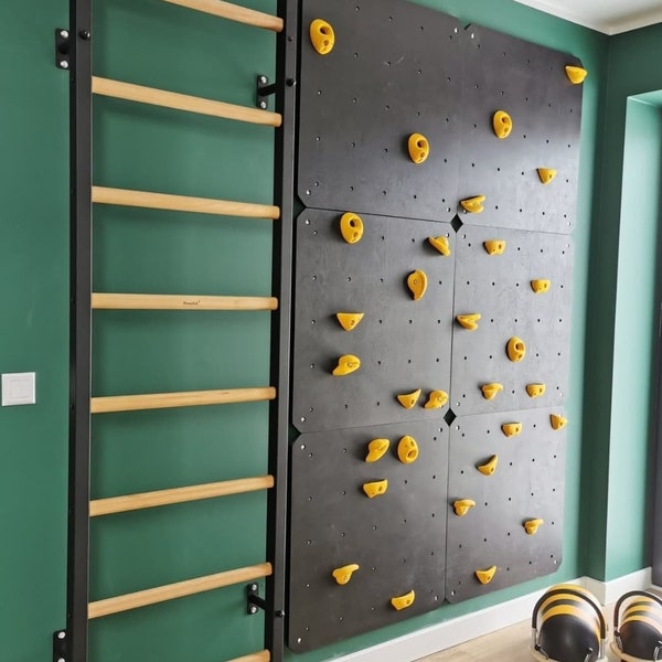 Climbing wall - chalk board for kids - one section | Indoor climbing wall for children with handles | Sustainable children's blackboard