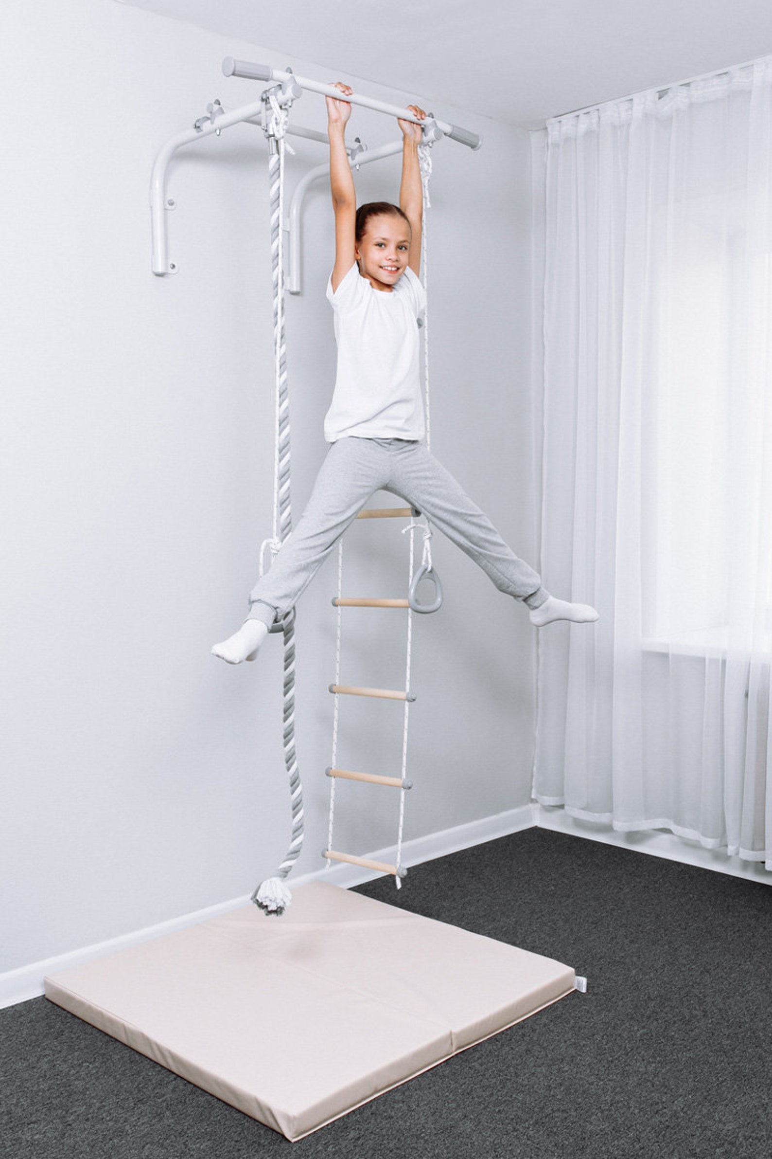 Wall mounted pull up bar with accessories chin up bar rope Etsy