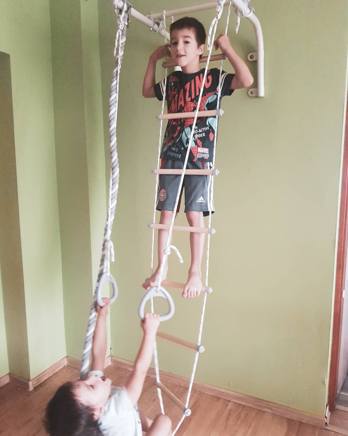 Wall mounted pull up bar with accessories chin up bar rope Etsy