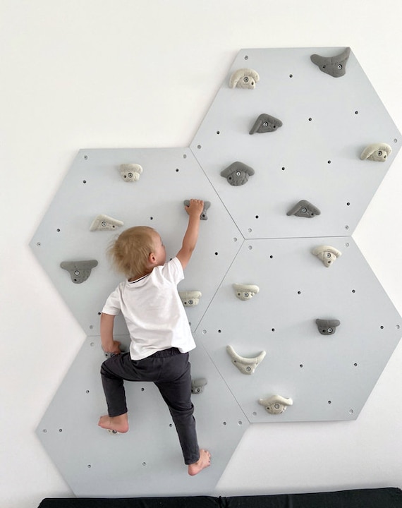 Indoor Climbing Wall Hexagon for Children With Handles Sustainable  Children's Climbing Wall 