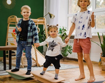 Balance Board für kinder aus holz | Balancegeräte | Balancebrett | Rockerboard mit Kork