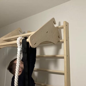 Wooden wall bars Kinder Wood, swedish ladder for kids, indoor playground, climbing frames, gymnastic ladder image 8