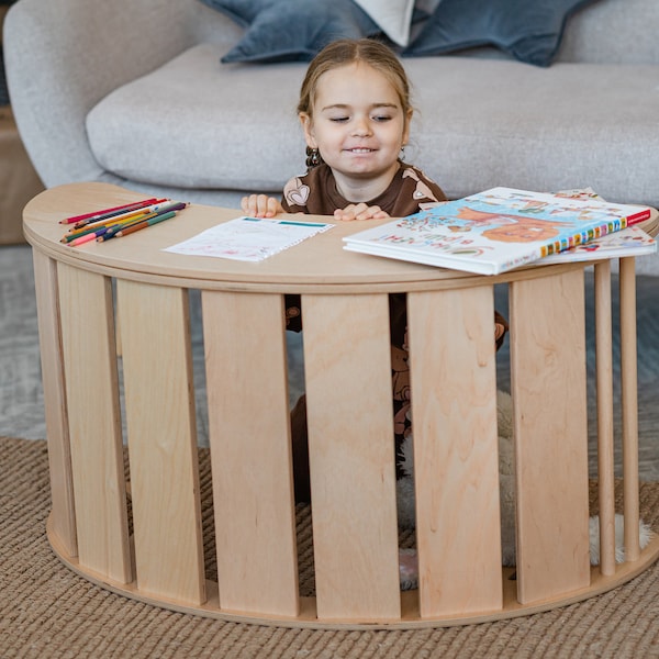 Kletterbogen Holz Schaukel + Tisch | Kletter Dreieck für Kinder | Montessori Spielzeug | Rockerboard Spielplatz