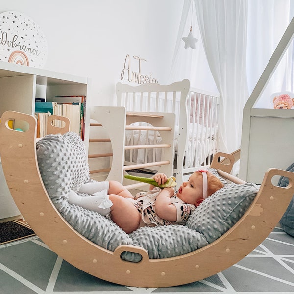 Kletterbogen Holz Schaukel + Matratze | Lettre Dreieck pour les enfants | Jeux Montessori | Rockerboard Spielplatz