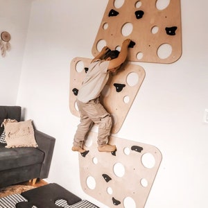 Indoor climbing wall with holes for children with handles Cheesy | Sustainable children's climbing wall