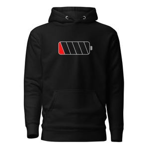 Low Battery Graphic Hoodie | Unisex Minimalist Sweatshirt | Cozy Cotton Blend | Casual Streetwear