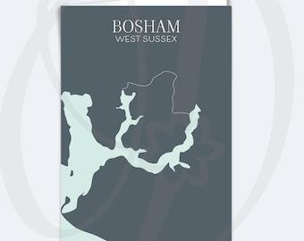 A5 Greeting Card Bosham Location Map