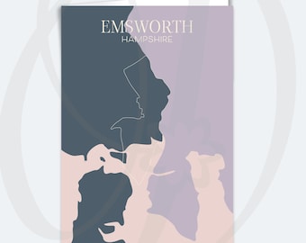 A5 Greeting Card Emsworth, Hampshire Location Map