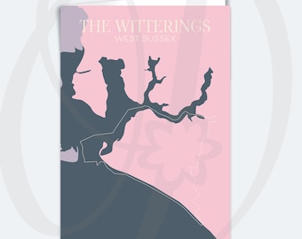 A5 Greeting Card The Witterings Location Map