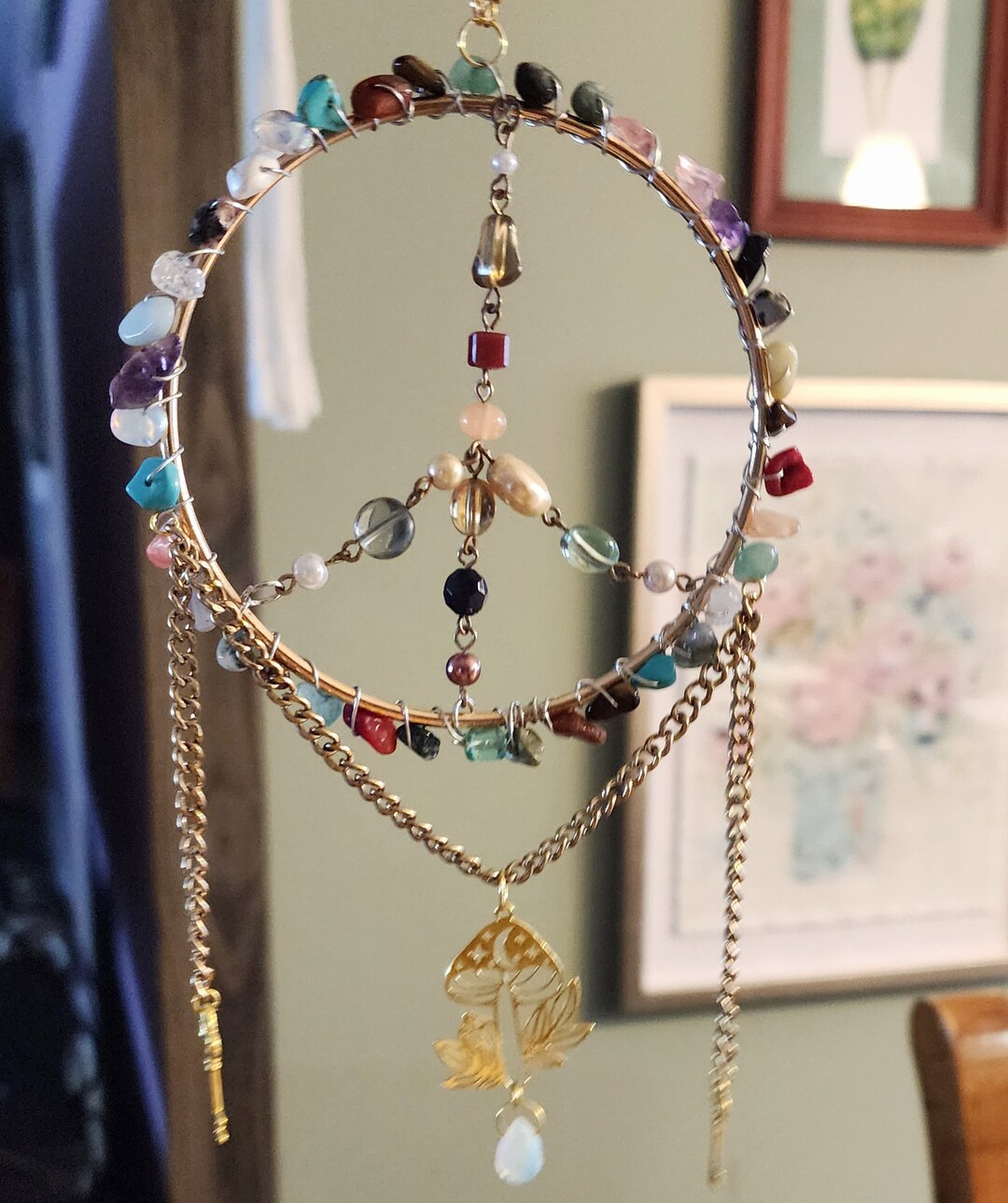 Peace Sign Suncatcher, Beaded Suncatchers, Window Ornament, Car