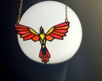 Phoenix Pendant, Mythology Firebird Necklace