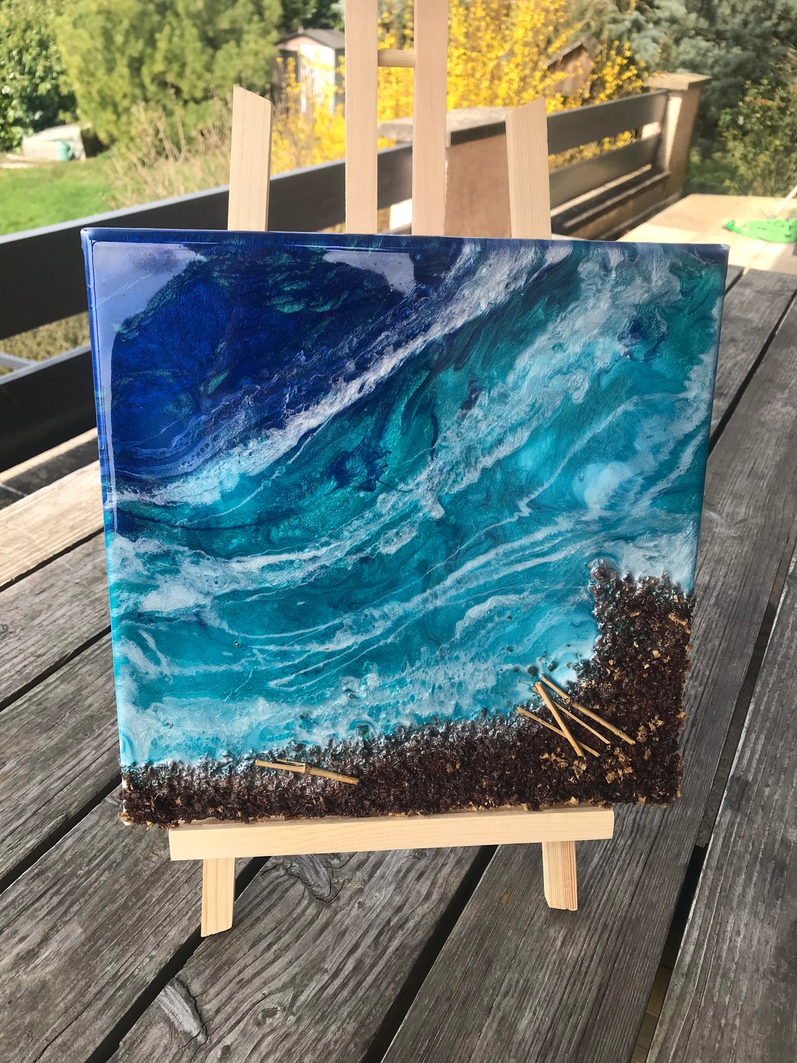 Tableau en résine epoxy La plage Etsy