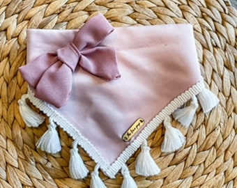 Alice the pink satin tassel bandana
